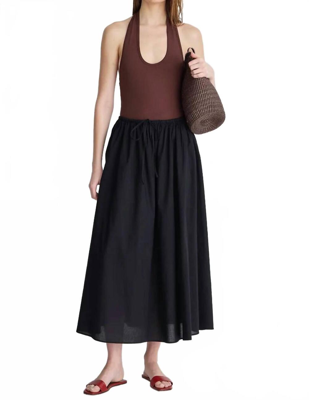 NEW APIECE APART women's hanne tie maxi skirt in black